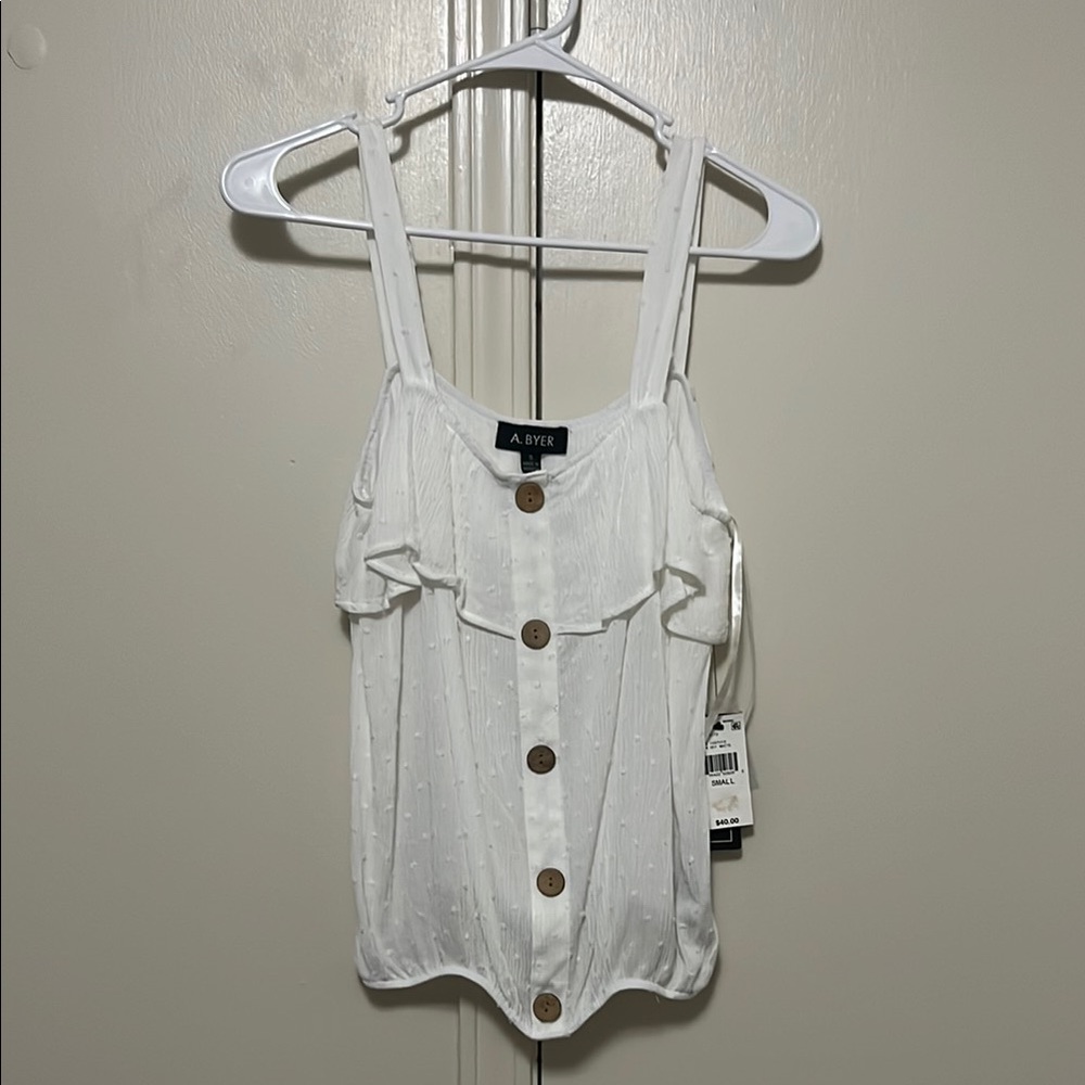 A. Byer White Button-Down Women's Top